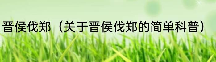 晋侯伐郑（关于晋侯伐郑的简单科普）