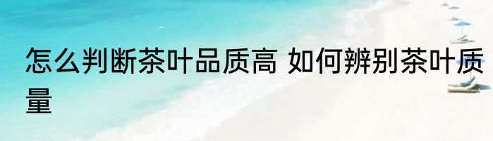 怎么判断茶叶品质高 如何辨别茶叶质量