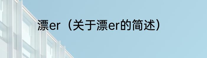 漂er（关于漂er的简述）