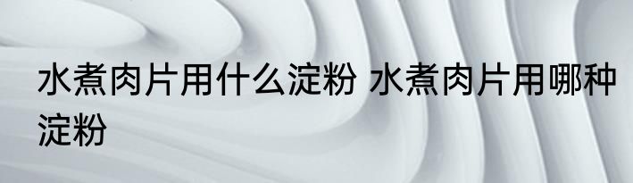 水煮肉片用什么淀粉 水煮肉片用哪种淀粉