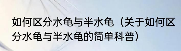 如何区分水龟与半水龟（关于如何区分水龟与半水龟的简单科普）