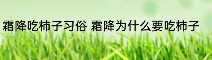 霜降吃柿子习俗 霜降为什么要吃柿子