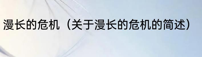 漫长的危机（关于漫长的危机的简述）