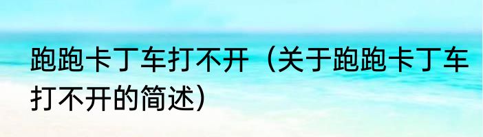 跑跑卡丁车打不开（关于跑跑卡丁车打不开的简述）