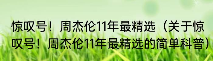 惊叹号！周杰伦11年最精选（关于惊叹号！周杰伦11年最精选的简单科普）