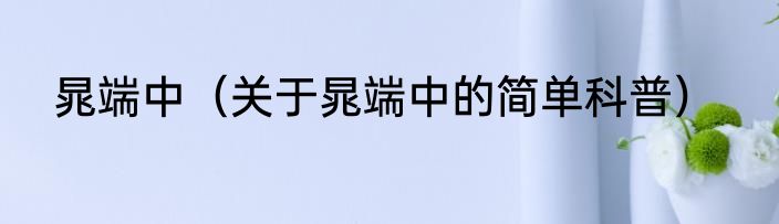 晁端中（关于晁端中的简单科普）
