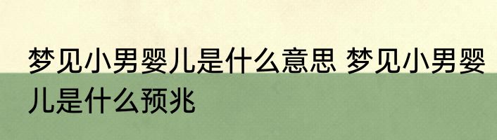 梦见小男婴儿是什么意思 梦见小男婴儿是什么预兆