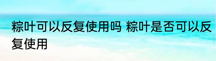 粽叶可以反复使用吗 粽叶是否可以反复使用