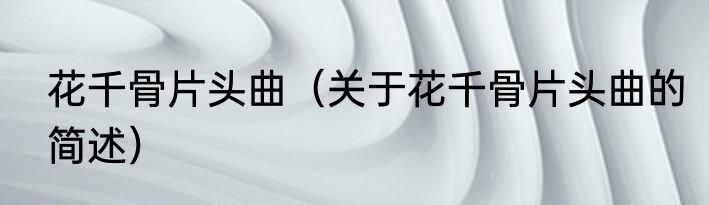 花千骨片头曲（关于花千骨片头曲的简述）