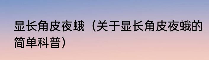 显长角皮夜蛾（关于显长角皮夜蛾的简单科普）