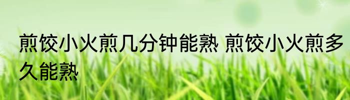 煎饺小火煎几分钟能熟 煎饺小火煎多久能熟