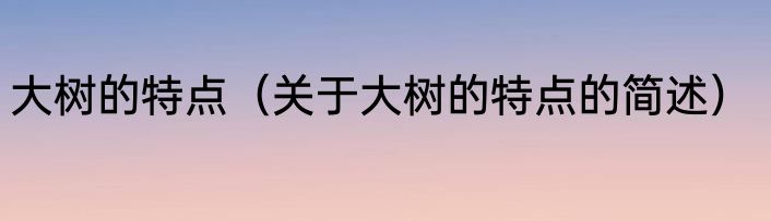 大树的特点（关于大树的特点的简述）