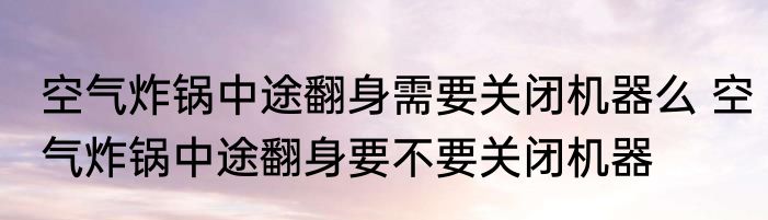 空气炸锅中途翻身需要关闭机器么 空气炸锅中途翻身要不要关闭机器