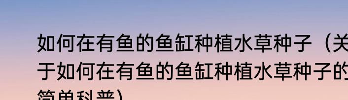 如何在有鱼的鱼缸种植水草种子（关于如何在有鱼的鱼缸种植水草种子的简单科普）