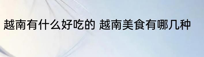 越南有什么好吃的 越南美食有哪几种
