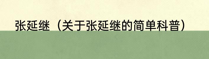 张延继（关于张延继的简单科普）