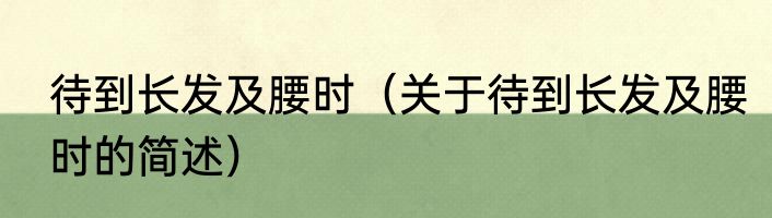待到长发及腰时（关于待到长发及腰时的简述）