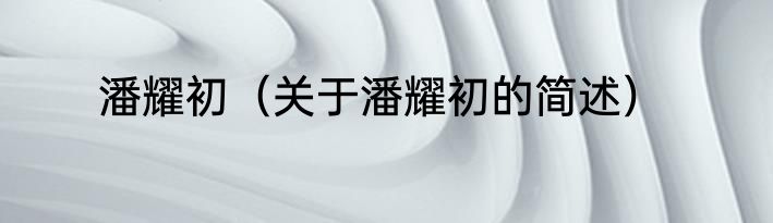 潘耀初（关于潘耀初的简述）