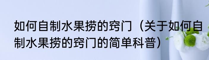 如何自制水果捞的窍门（关于如何自制水果捞的窍门的简单科普）