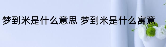梦到米是什么意思 梦到米是什么寓意