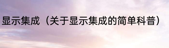显示集成（关于显示集成的简单科普）