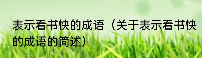 表示看书快的成语（关于表示看书快的成语的简述）