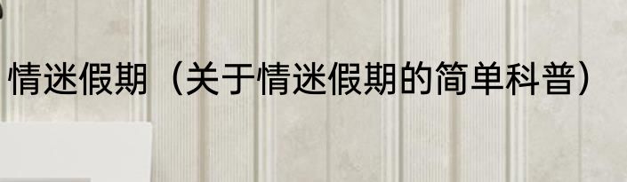 情迷假期（关于情迷假期的简单科普）