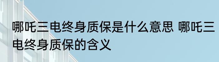 哪吒三电终身质保是什么意思 哪吒三电终身质保的含义
