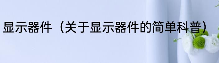 显示器件（关于显示器件的简单科普）