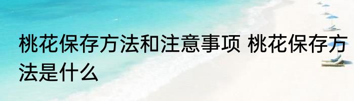桃花保存方法和注意事项 桃花保存方法是什么