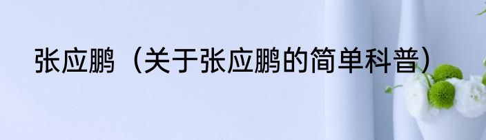 张应鹏（关于张应鹏的简单科普）