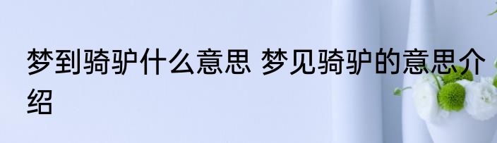 梦到骑驴什么意思 梦见骑驴的意思介绍