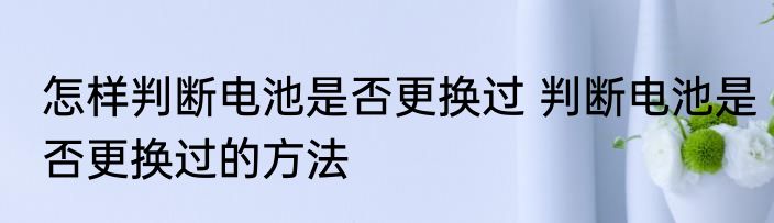 怎样判断电池是否更换过 判断电池是否更换过的方法