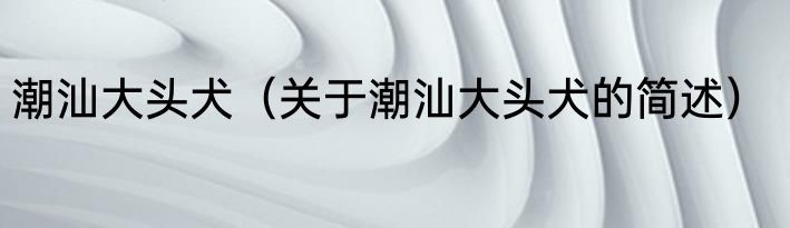 潮汕大头犬（关于潮汕大头犬的简述）