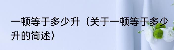一顿等于多少升（关于一顿等于多少升的简述）