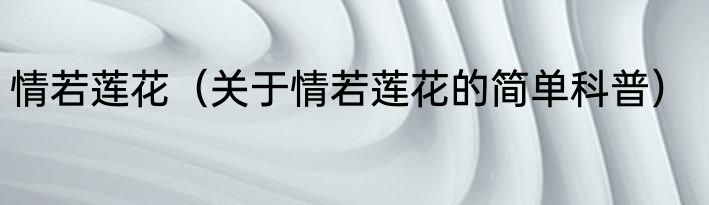 情若莲花（关于情若莲花的简单科普）