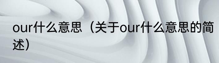 our什么意思（关于our什么意思的简述）