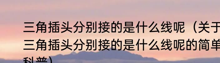 三角插头分别接的是什么线呢（关于三角插头分别接的是什么线呢的简单科普）