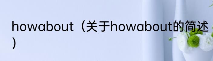 howabout（关于howabout的简述）
