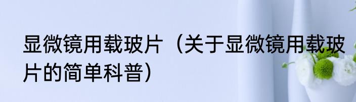 显微镜用载玻片（关于显微镜用载玻片的简单科普）