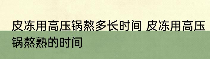 皮冻用高压锅熬多长时间 皮冻用高压锅熬熟的时间