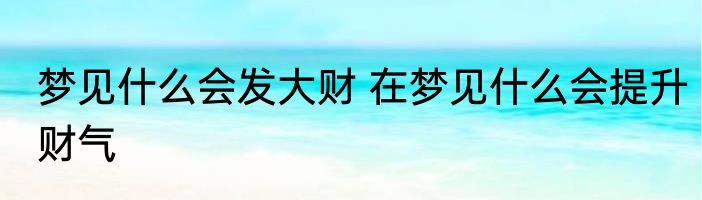 梦见什么会发大财 在梦见什么会提升财气