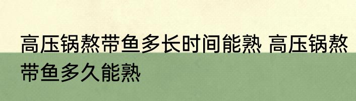 高压锅熬带鱼多长时间能熟 高压锅熬带鱼多久能熟