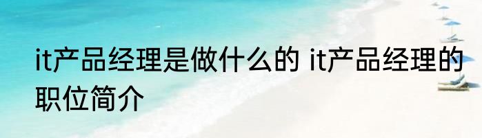 it产品经理是做什么的 it产品经理的职位简介