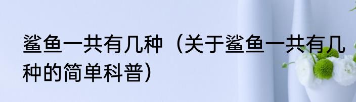 鲨鱼一共有几种（关于鲨鱼一共有几种的简单科普）