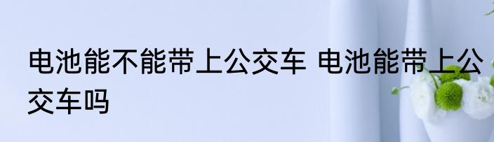 电池能不能带上公交车 电池能带上公交车吗