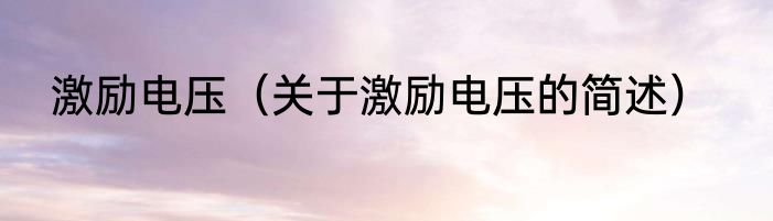 激励电压（关于激励电压的简述）