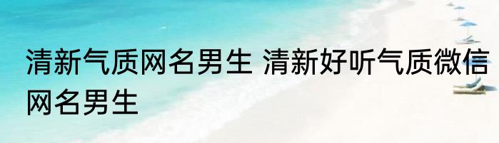清新气质网名男生 清新好听气质微信网名男生