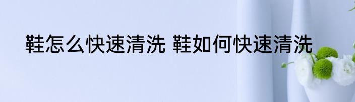 鞋怎么快速清洗 鞋如何快速清洗