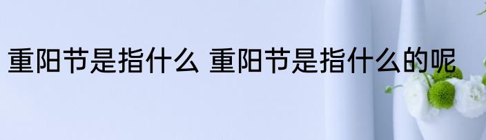 重阳节是指什么 重阳节是指什么的呢